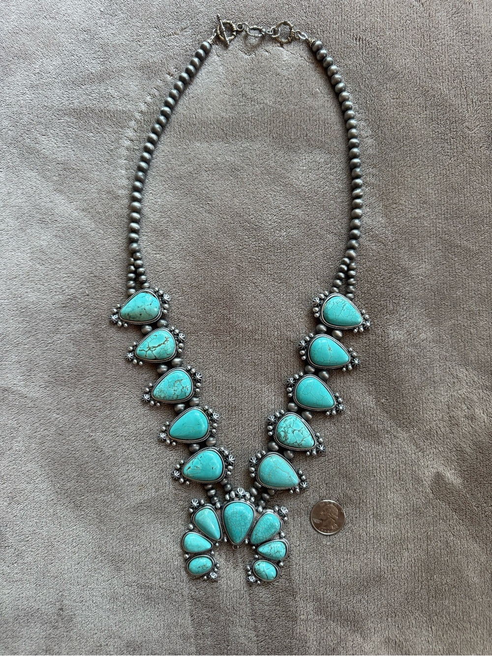 Faux Southwestern-style full squash blossom necklace